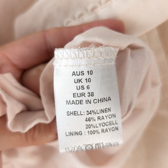 NWOT MOS The Label Ivory Meadow Blouse Button Linen Blend Long Sleeve, size US 6 - Picture 10 of 10